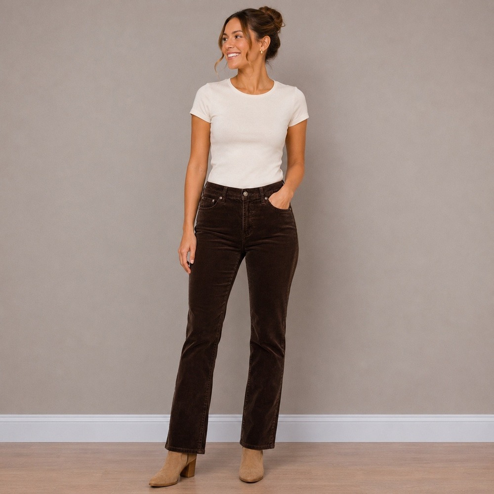 Lauren Ralph Lauren Womens Brown Corduroy Straight Leg Pants Size 6